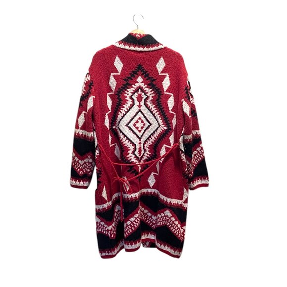 Bibi Southwestern Print Duster Cardigan Red Size XL - Picture 12 of 14